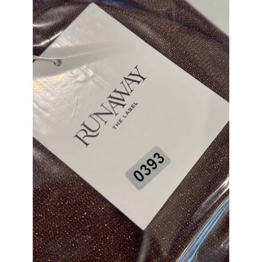 NEW Runaway The Label Kelsa One Shoulder Mini Dress Womens S Chocolate Metallic - Picture 11 of 11
